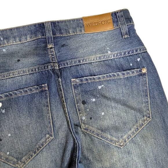 WILDFOX Relaxed Loose Baggy Crop Boyfriend Jeans Paint Splatter Size 24 - Picture 10 of 13